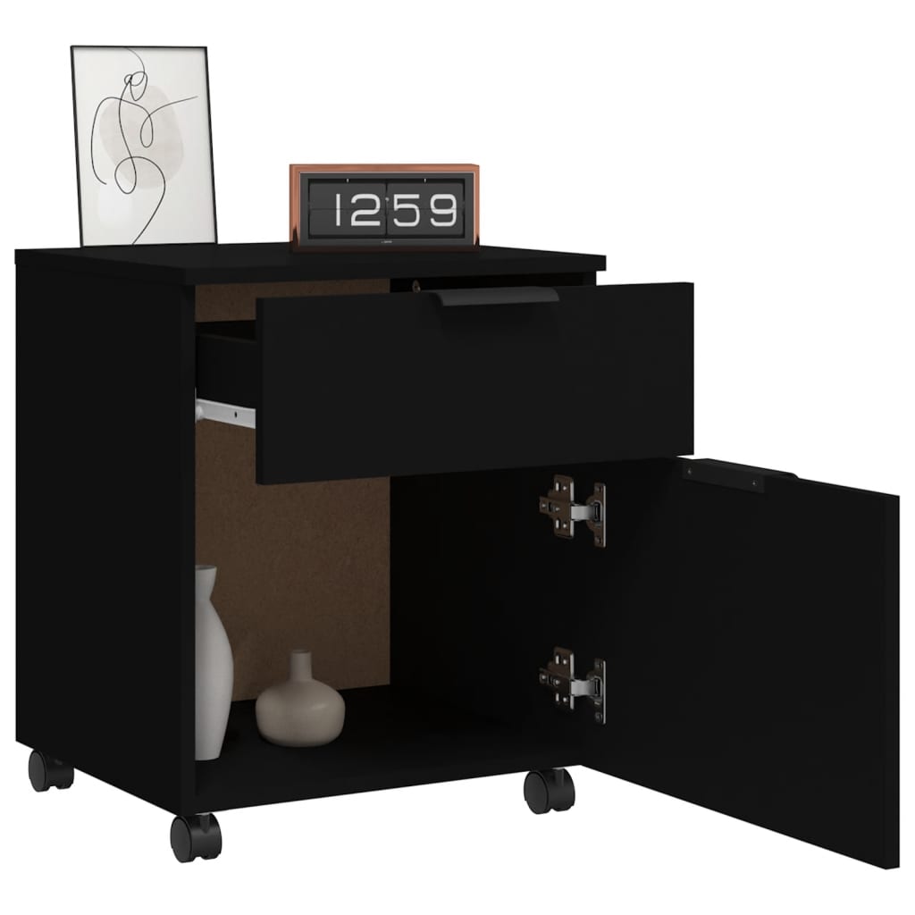 Mobiler Aktenschrank mit Rollen Schwarz 45x38x54 cm - Pazzar.ch