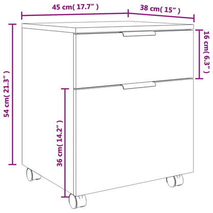 Mobiler Aktenschrank mit Rollen Sonoma-Eiche 45x38x54 cm - Pazzar.ch