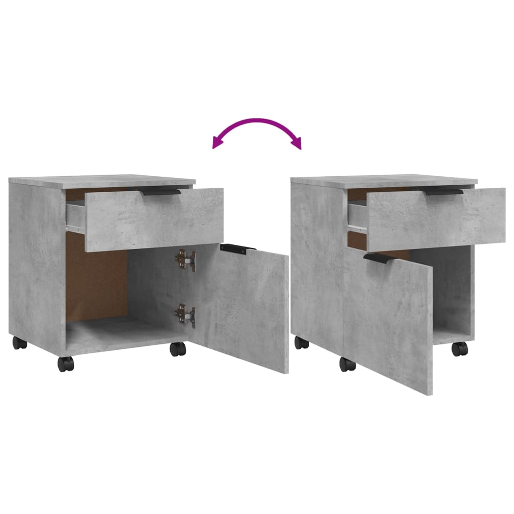 Mobiler Aktenschrank mit Rollen Betongrau 45x38x54 cm - Pazzar.ch