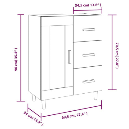 Sideboard Betongrau 69,5x34x90 cm Holzwerkstoff - Pazzar.ch