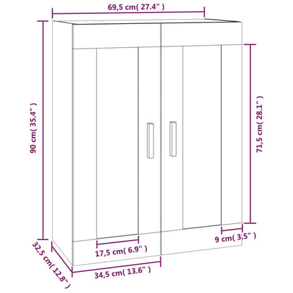Wandschrank Schwarz 69,5x32,5x90 cm Holzwerkstoff - Pazzar.ch