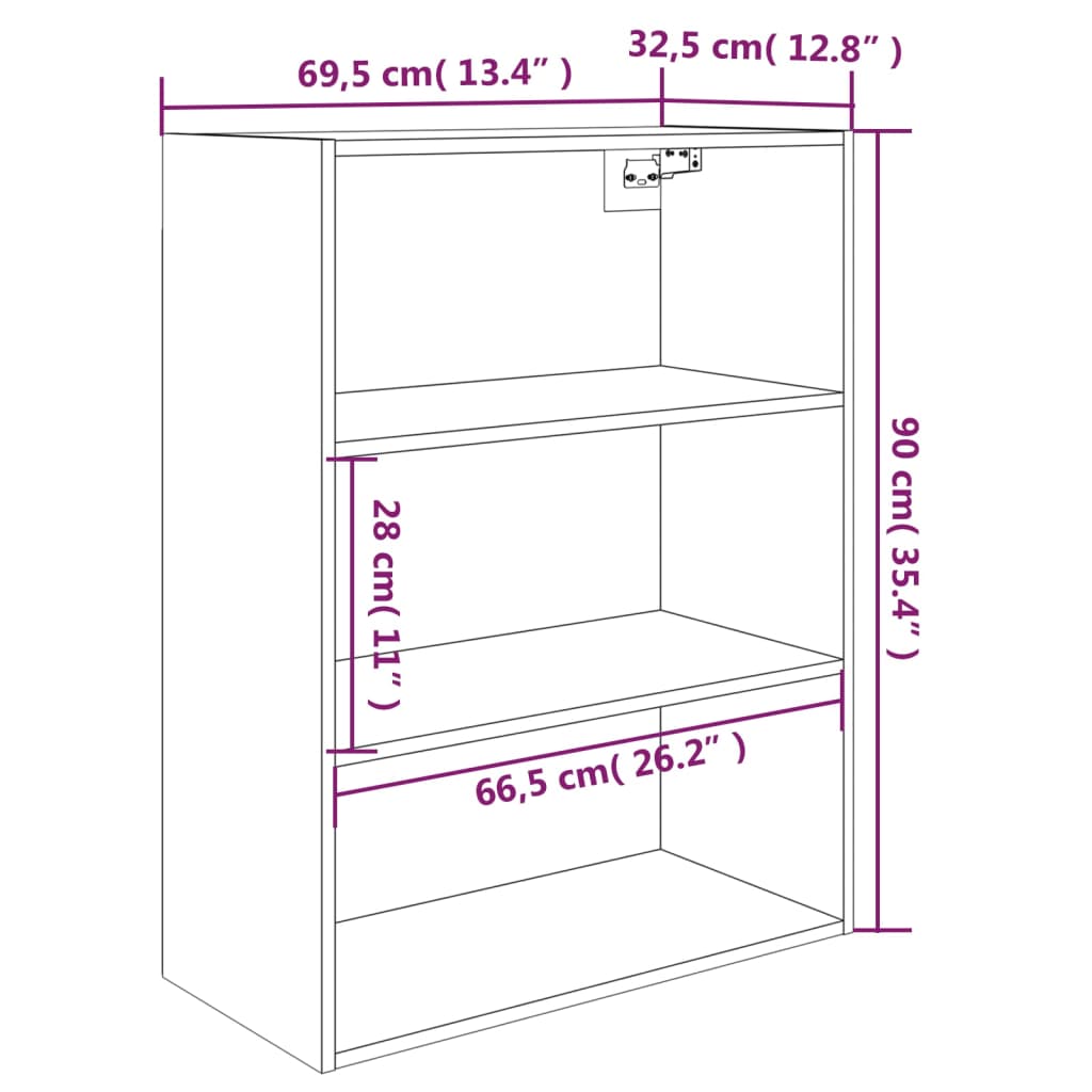 Hängeschrank Betongrau 69,5x32,5x90 cm - Pazzar.ch