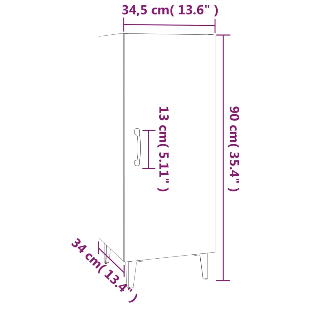 Sideboard Betongrau 34,5x34x90 cm Holzwerkstoff - Pazzar.ch