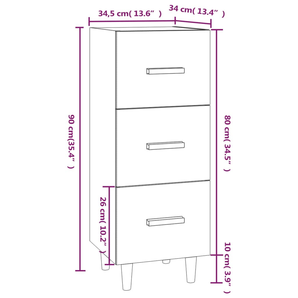 Sideboard Sonoma-Eiche 34,5x34x90 cm Holzwerkstoff - Pazzar.ch