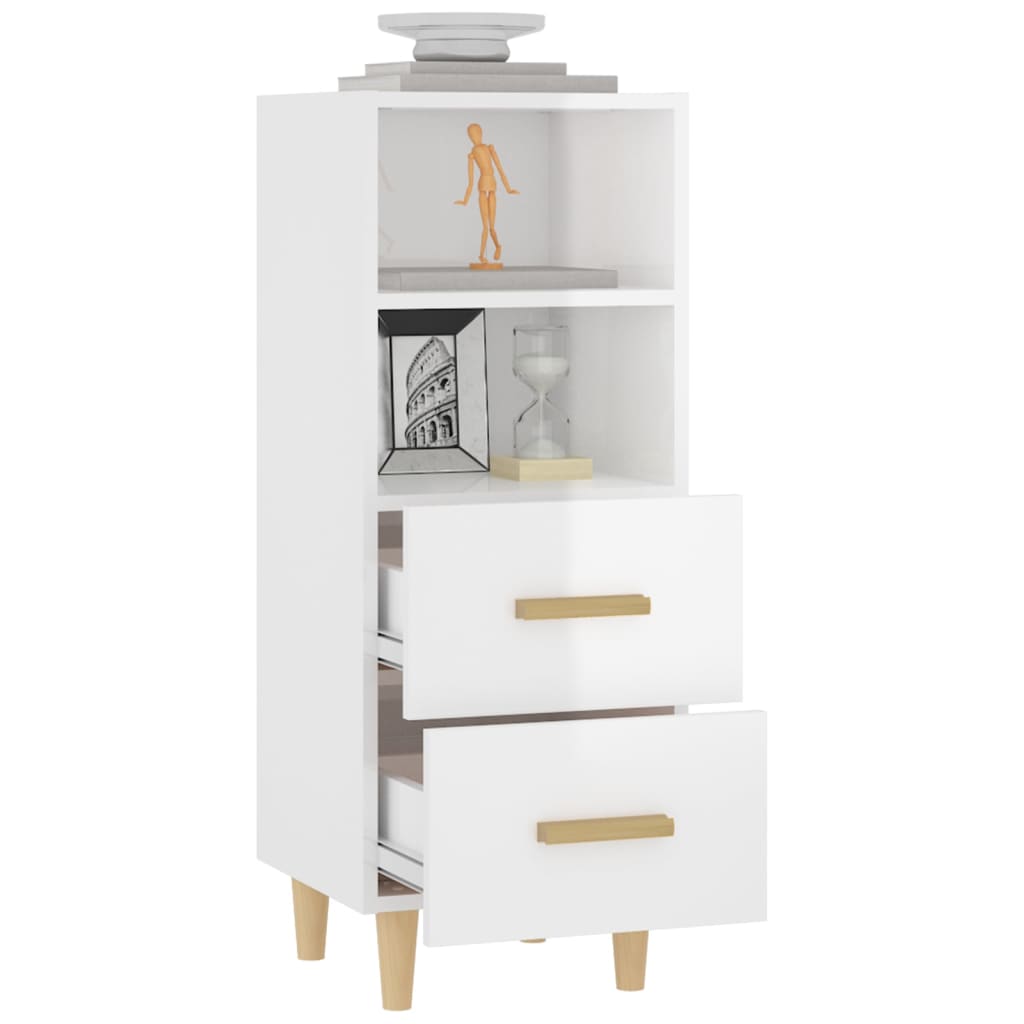 Sideboard Hochglanz-Weiß 34,5x34x90 cm Holzwerkstoff - Pazzar.ch