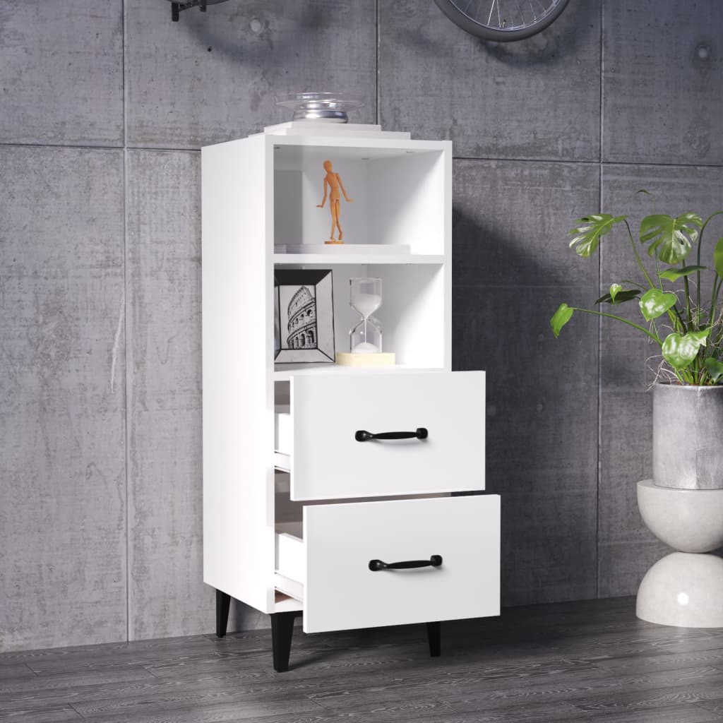 Sideboard Hochglanz-Weiß 34,5x34x90 cm Holzwerkstoff - Pazzar.ch