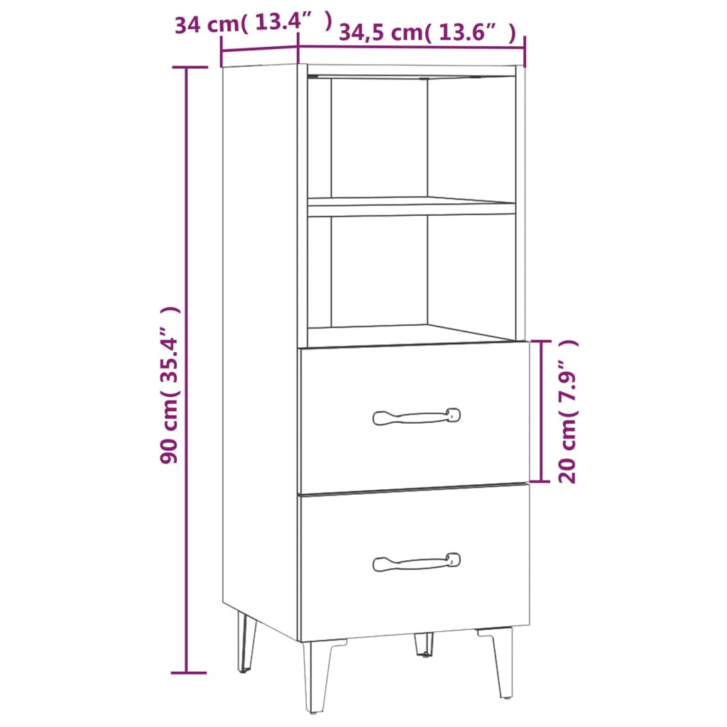Sideboard Hochglanz-Weiß 34,5x34x90 cm Holzwerkstoff - Pazzar.ch