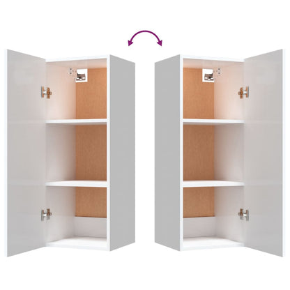 Wandschrank Hochglanz-Weiß 34,5x34x90 cm Holzwerkstoff - Pazzar.ch