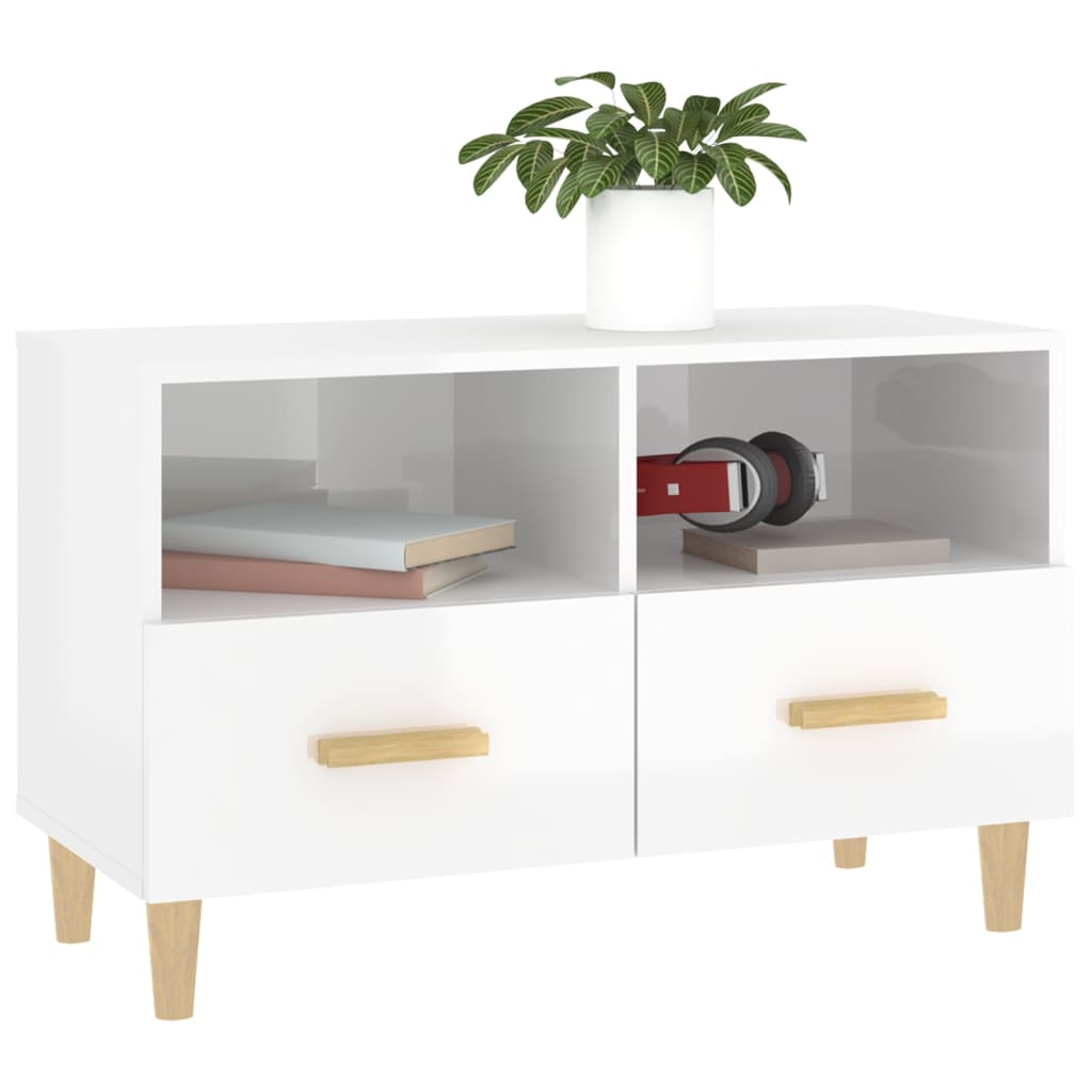 TV-Schrank Hochglanz-Weiß 80x36x50 cm Holzwerkstoff - Pazzar.ch