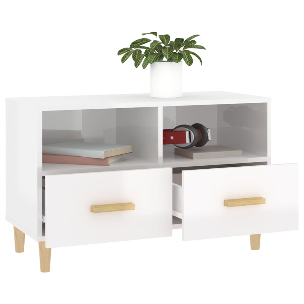 TV-Schrank Hochglanz-Weiß 80x36x50 cm Holzwerkstoff - Pazzar.ch