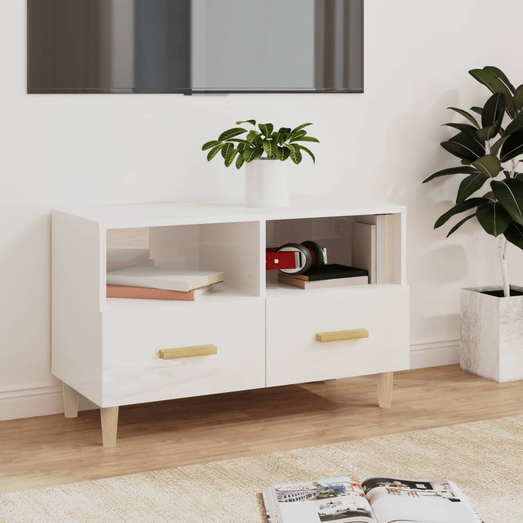 TV-Schrank Hochglanz-Weiß 80x36x50 cm Holzwerkstoff - Pazzar.ch
