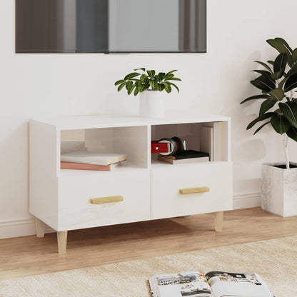 TV-Schrank Hochglanz-Weiß 80x36x50 cm Holzwerkstoff - Pazzar.ch