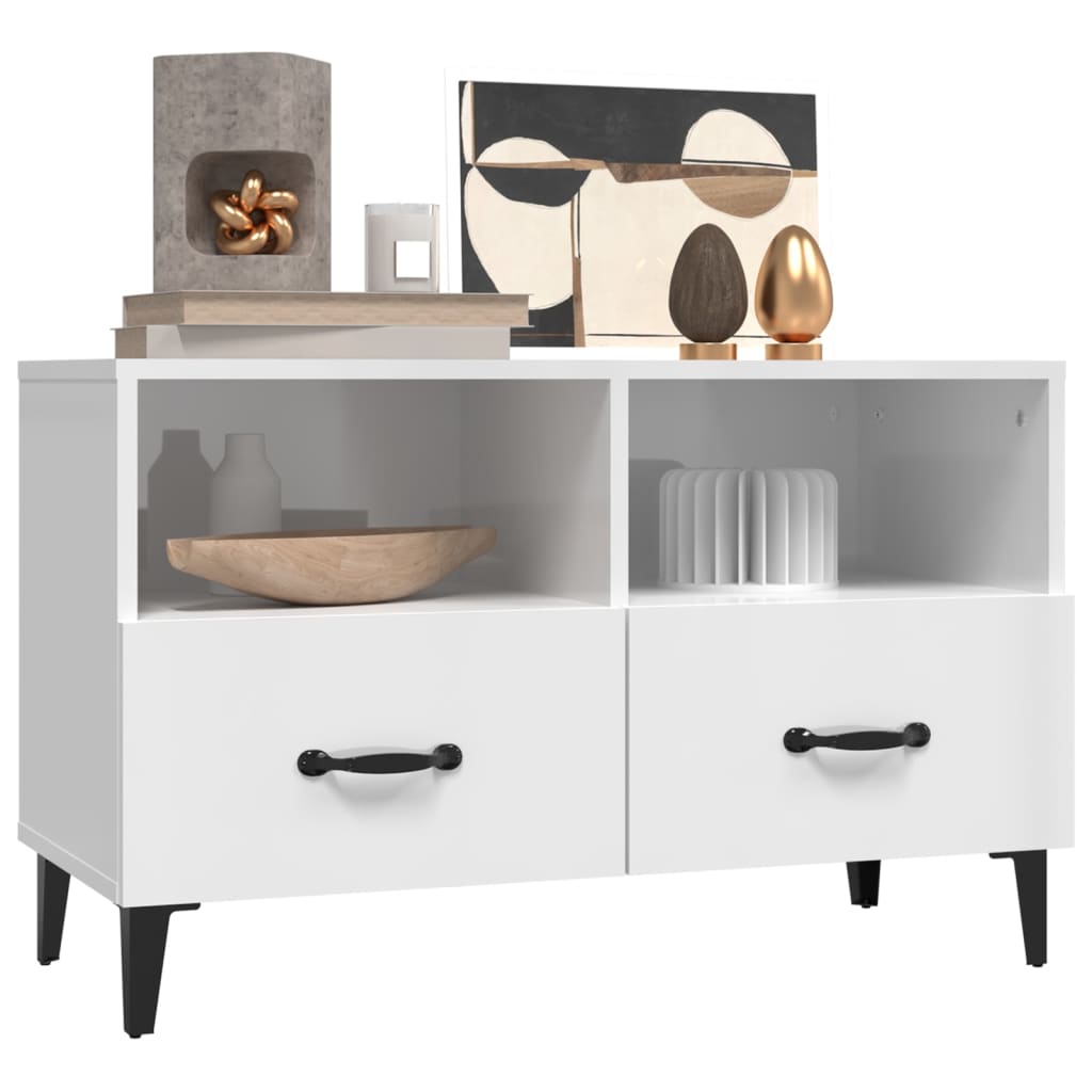 TV-Schrank Hochglanz-Weiß 80x36x50 cm Holzwerkstoff