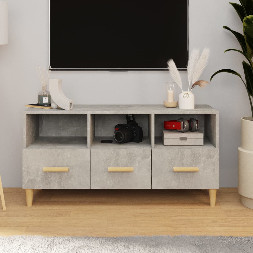 TV-Schrank Betongrau 102x36x50 cm Holzwerkstoff - Pazzar.ch
