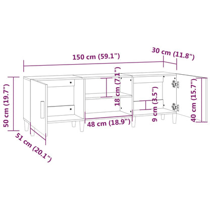 TV-Schrank Betongrau 150x30x50 cm Holzwerkstoff - Pazzar.ch