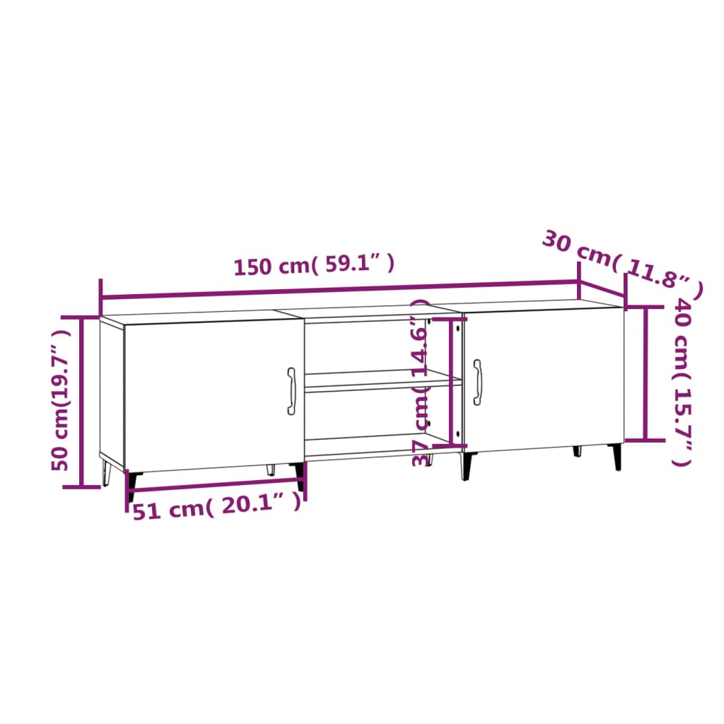 TV-Schrank Betongrau 150x30x50 cm Holzwerkstoff - Pazzar.ch
