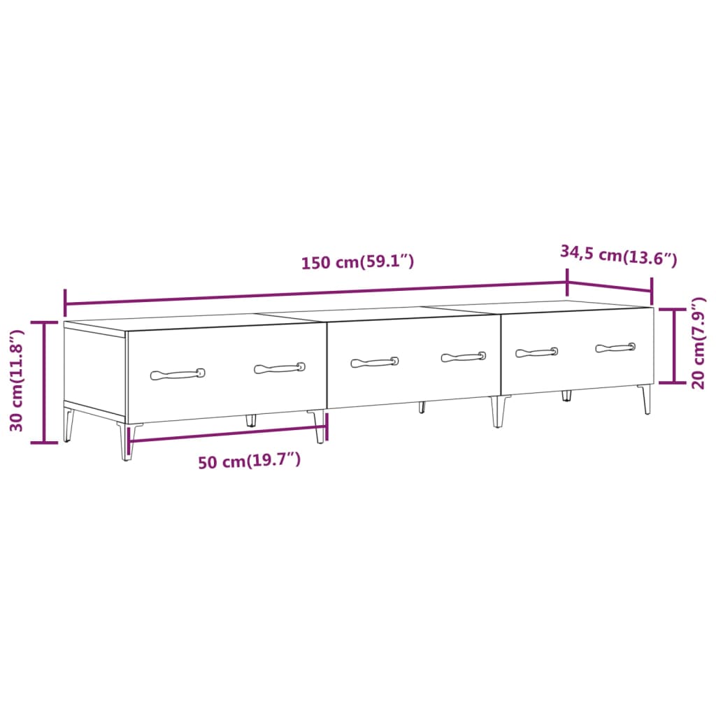 TV-Schrank Betongrau 150x34,5x30 cm Holzwerkstoff - Pazzar.ch