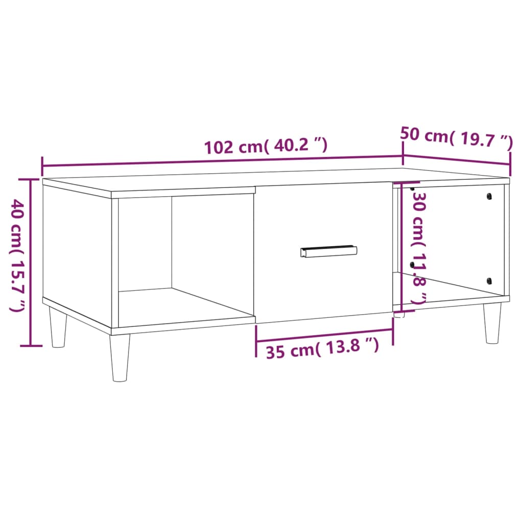 Couchtisch Schwarz 102x50x40 cm Holzwerkstoff - Pazzar.ch