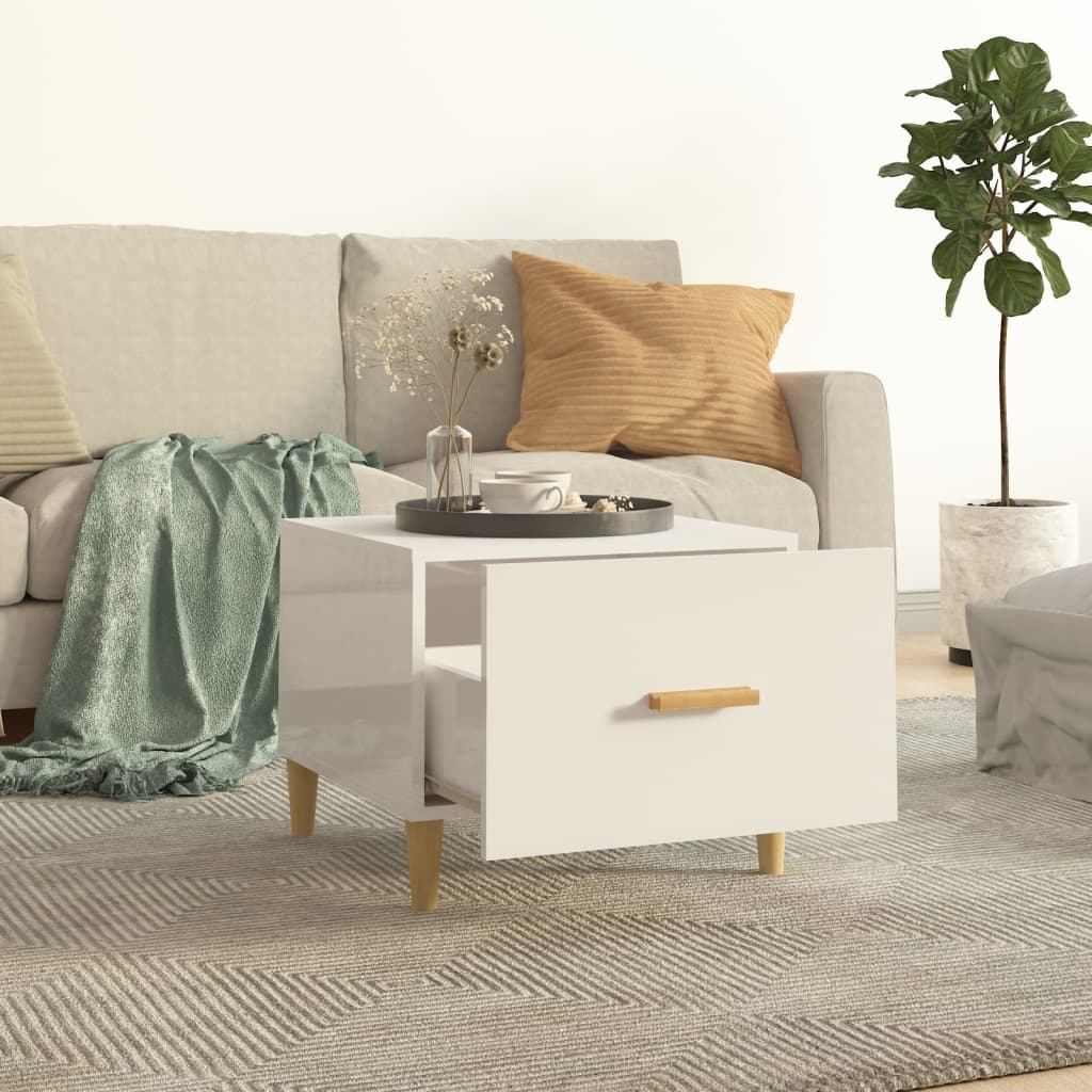 Couchtische 2 Stk. Hochglanz-Weiß 50x50x40 cm Holzwerkstoff - Pazzar.ch