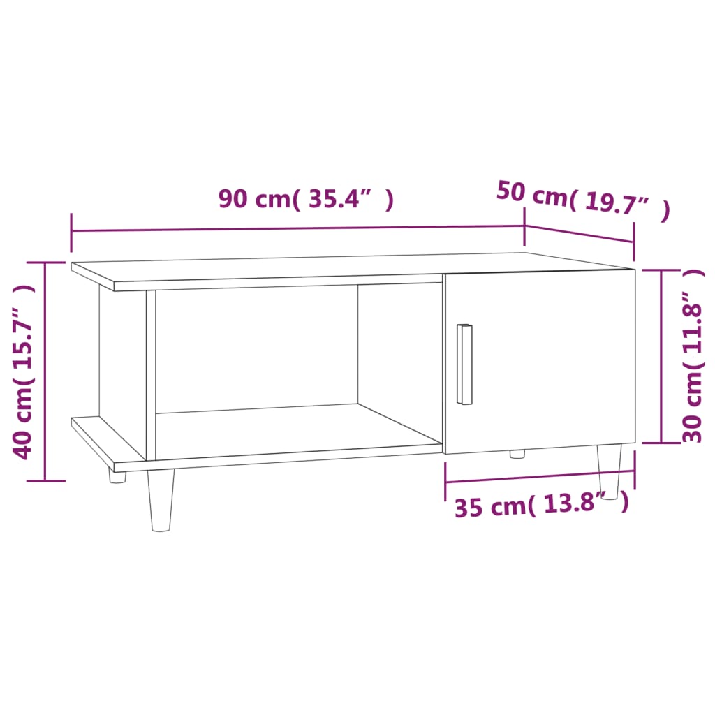 Couchtisch Hochglanz-Weiß 90x50x40 cm Holzwerkstoff - Pazzar.ch