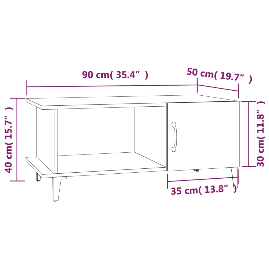 Couchtisch Weiß 90x50x40 cm Holzwerkstoff - Pazzar.ch
