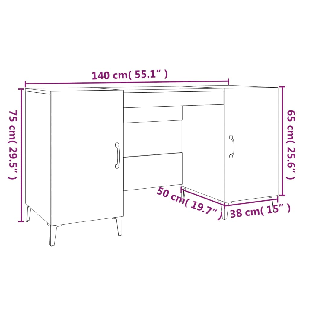 Schreibtisch Betongrau 140x50x75 cm Holzwerkstoff - Pazzar.ch
