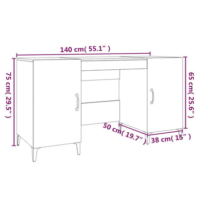 Schreibtisch Betongrau 140x50x75 cm Holzwerkstoff - Pazzar.ch