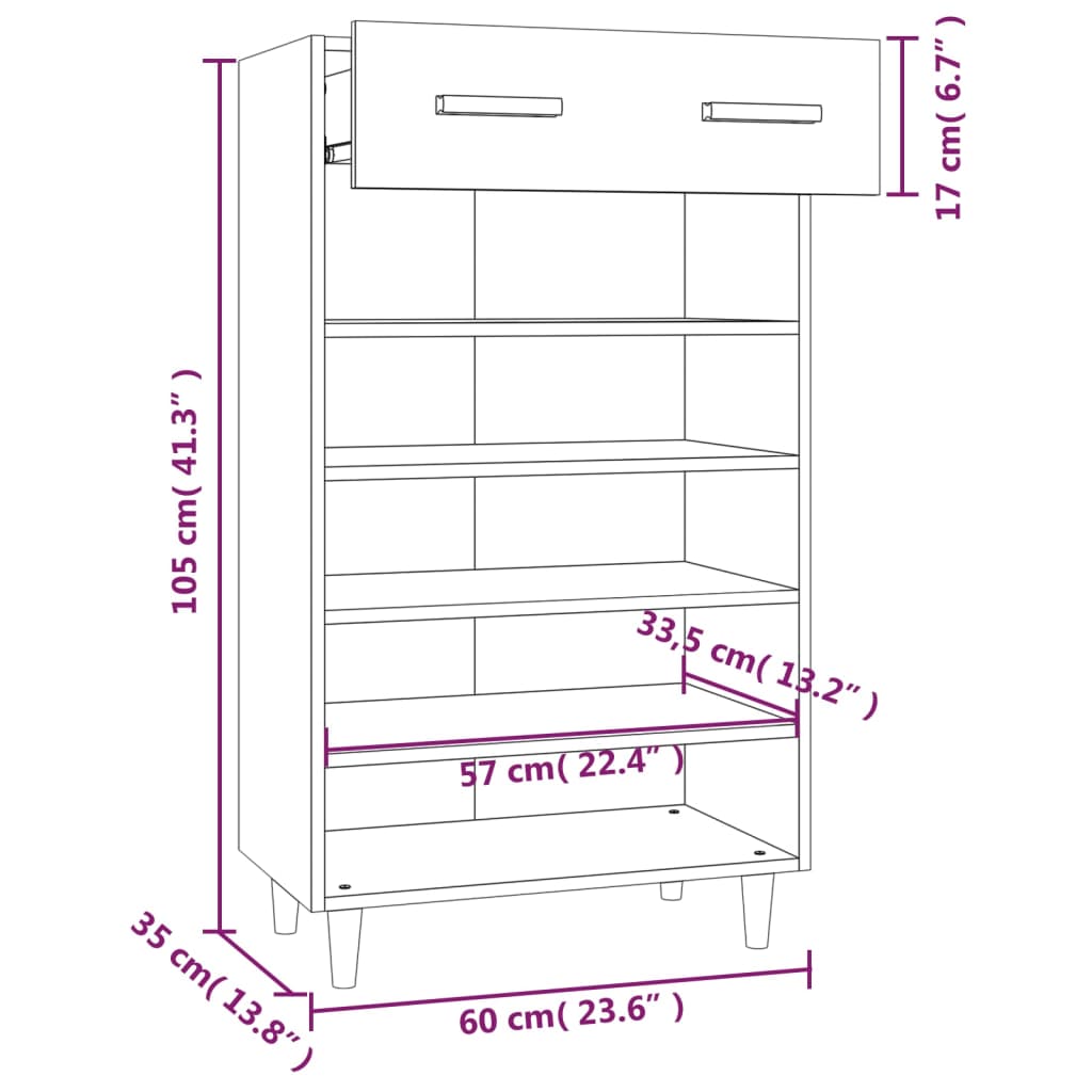 Schuhschrank Betongrau 60x35x105 cm Holzwerkstoff - Pazzar.ch