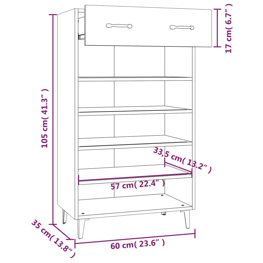 Schuhschrank Schwarz 60x35x105 cm Holzwerkstoff - Pazzar.ch