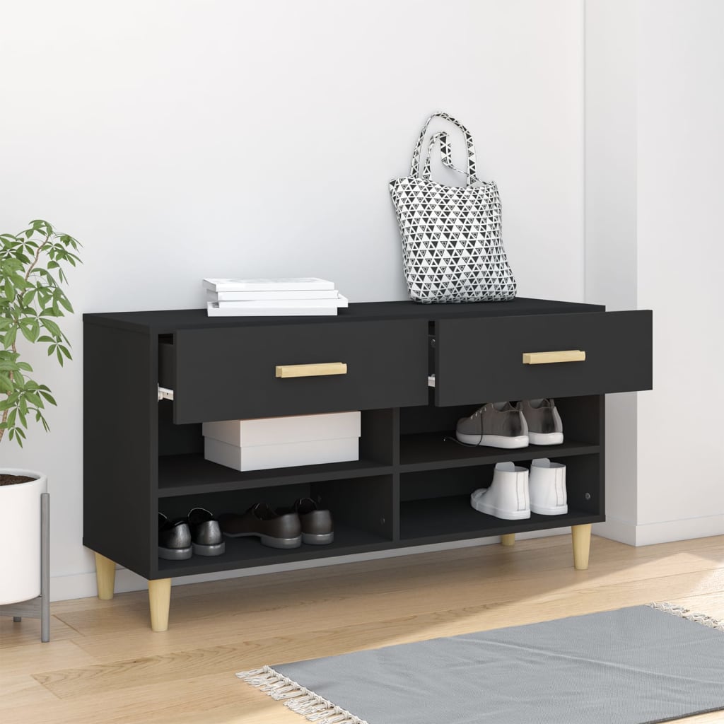 Schuhschrank Schwarz 102x35x55 cm Holzwerkstoff - Pazzar.ch