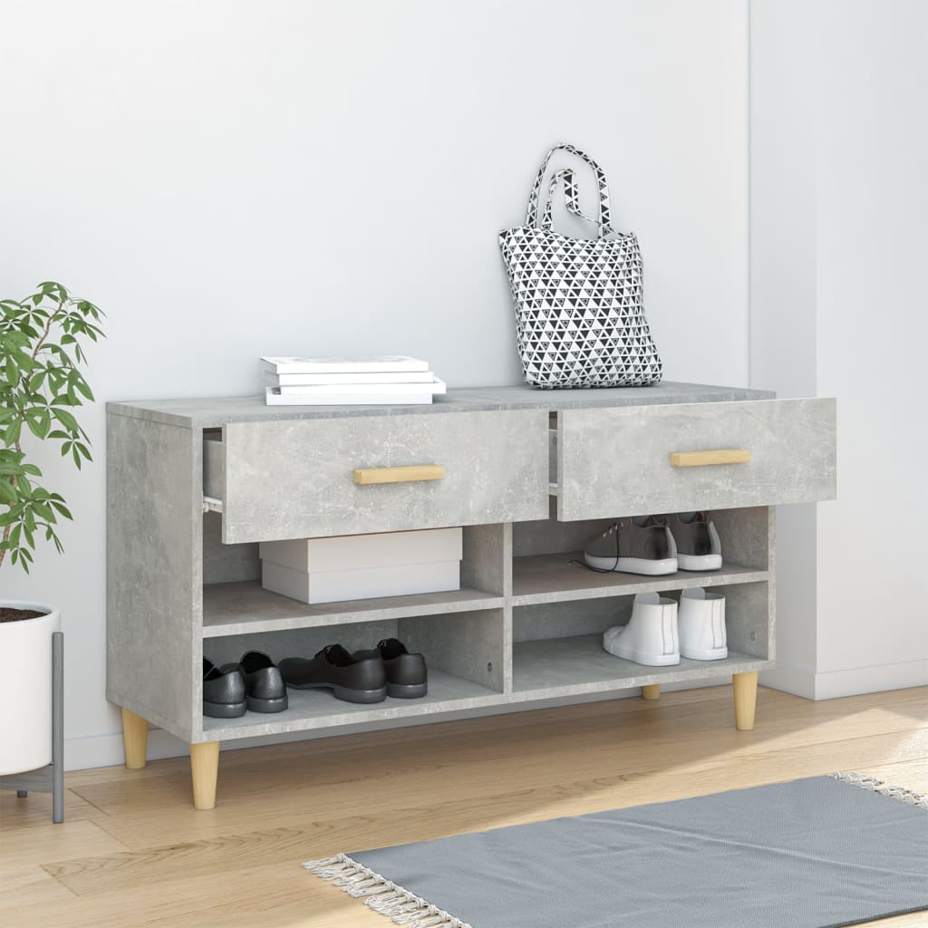 Schuhschrank Betongrau 102x35x55 cm Holzwerkstoff - Pazzar.ch