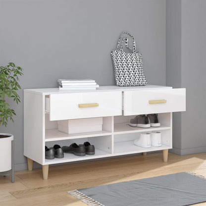 Schuhschrank Hochglanz-Weiß 102x35x55 cm Holzwerkstoff - Pazzar.ch