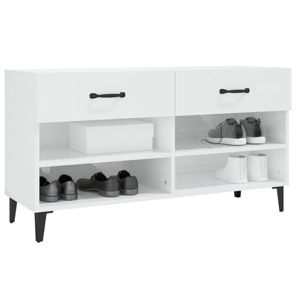 Schuhschrank Hochglanz-Weiß 102x35x55 cm Holzwerkstoff - Pazzar.ch