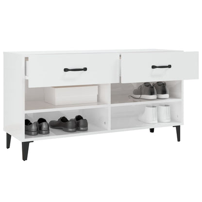 Schuhschrank Hochglanz-Weiß 102x35x55 cm Holzwerkstoff - Pazzar.ch