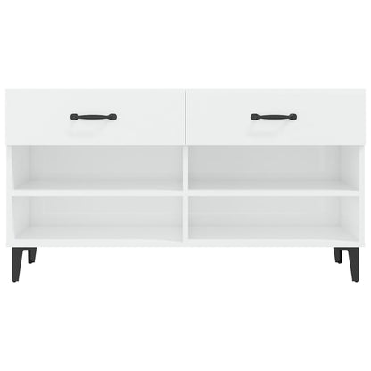 Schuhschrank Hochglanz-Weiß 102x35x55 cm Holzwerkstoff - Pazzar.ch