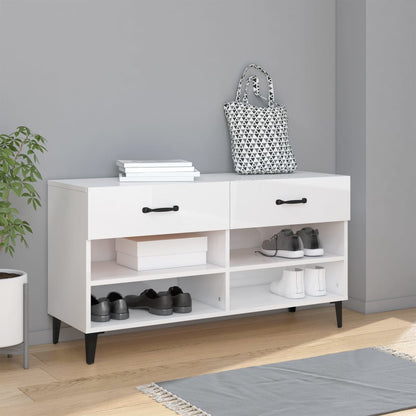 Schuhschrank Hochglanz-Weiß 102x35x55 cm Holzwerkstoff - Pazzar.ch