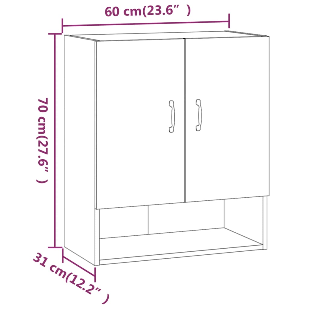 Wandschrank Sonoma-Eiche 60x31x70 cm Holzwerkstoff - Pazzar.ch
