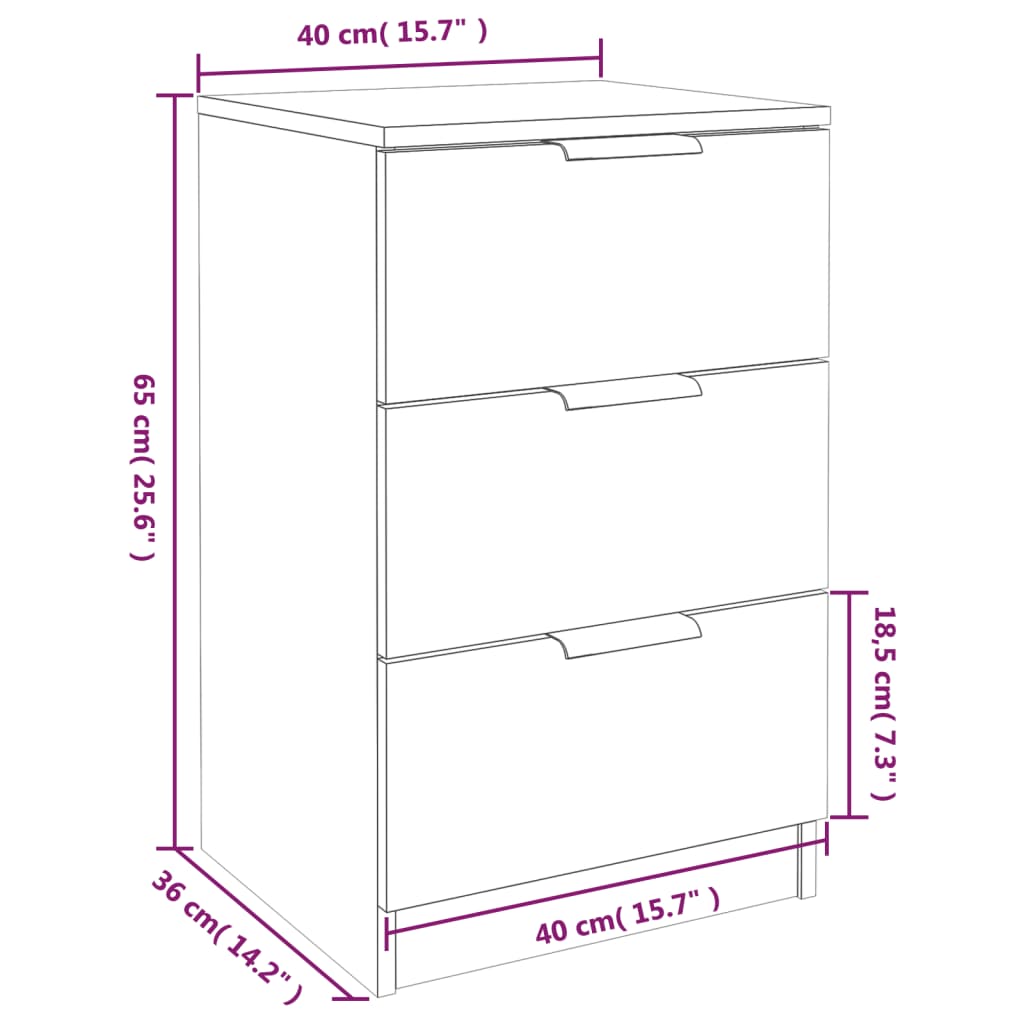 Nachttische 2 Stk. Grau Sonoma 40x36x65 cm - Pazzar.ch