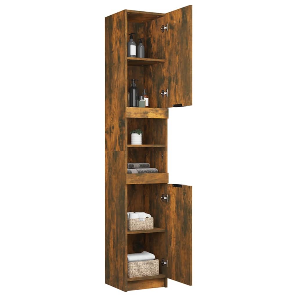 Badschrank Räuchereiche 32x34x188,5 cm Holzwerkstoff - Pazzar.ch
