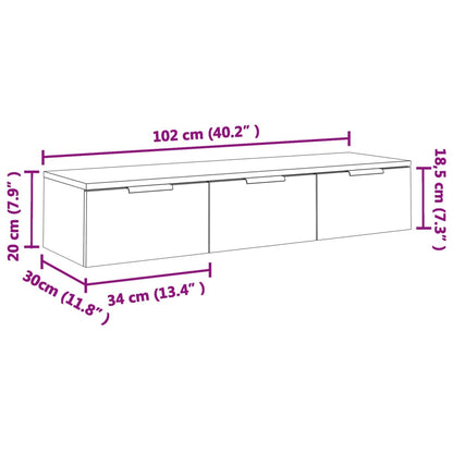 Wandschrank Räuchereiche 102x30x20 cm Holzwerkstoff - Pazzar.ch
