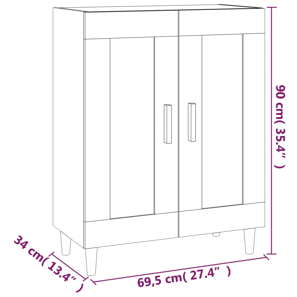 Sideboard Braun Eichen-Optik 69,5x34x90 cm Holzwerkstoff - Pazzar.ch