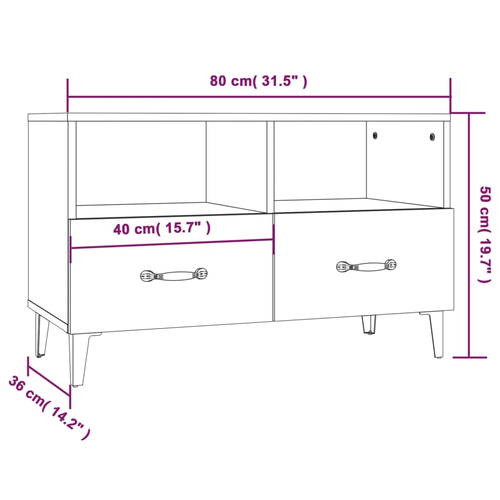 TV-Schrank Räuchereiche 80x36x50 cm Holzwerkstoff - Pazzar.ch