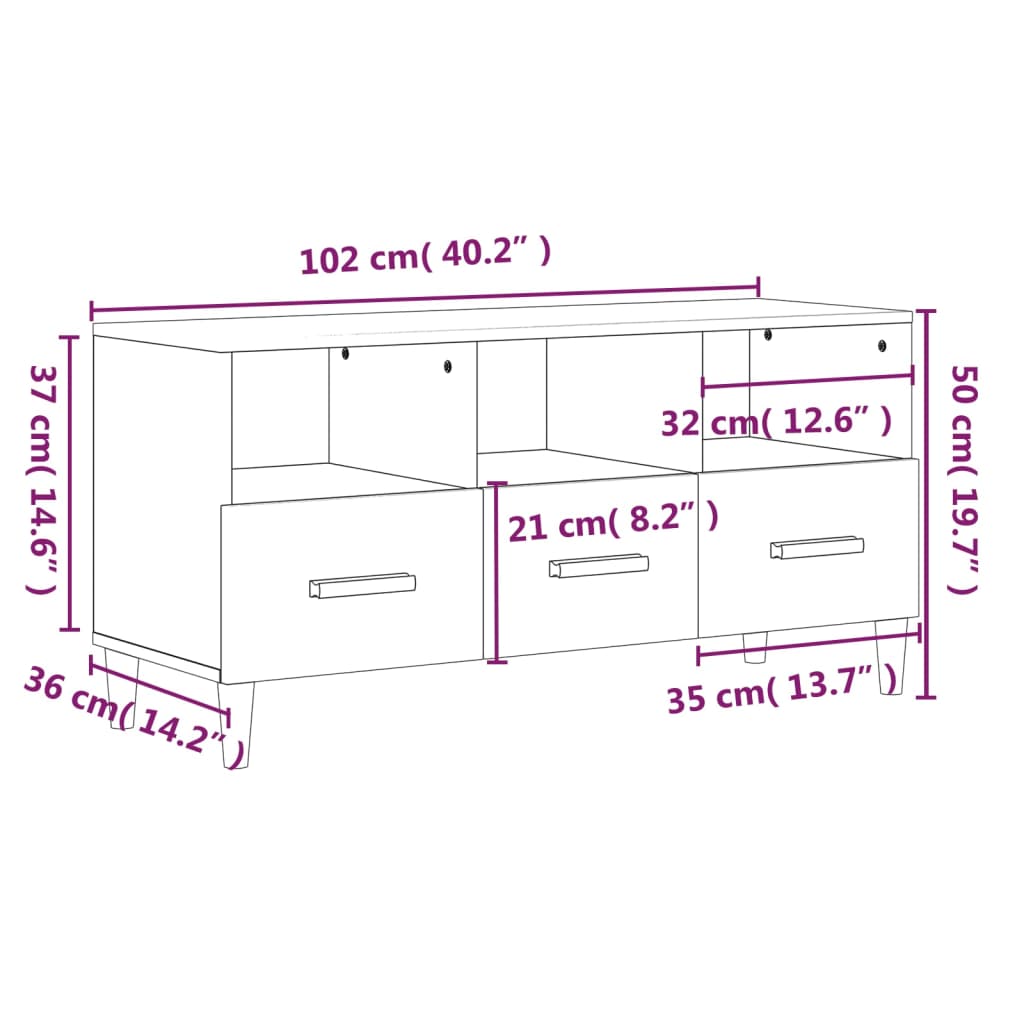 TV-Schrank Räuchereiche 102x36x50 cm Holzwerkstoff - Pazzar.ch