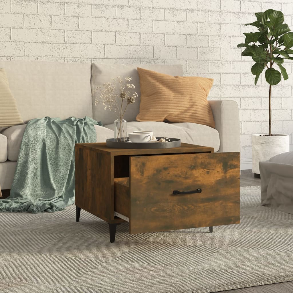 Couchtische mit Metallbeinen 2 Stk. Räuchereiche 50x50x40 cm - Pazzar.ch