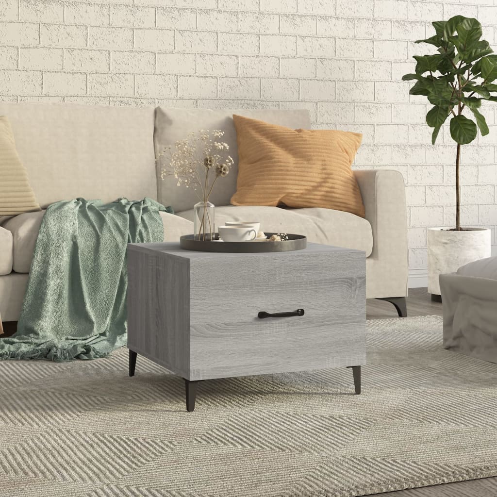 Couchtisch mit Metallbeinen Grau Sonoma 50x50x40 cm - Pazzar.ch