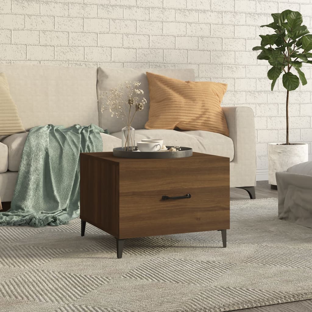 Couchtisch mit Metallbeinen Braun Eichen-Optik 50x50x40 cm - Pazzar.ch