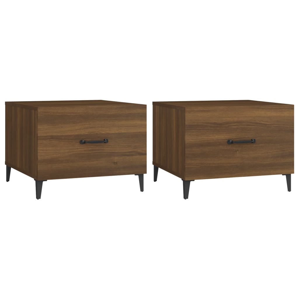 Couchtische Metallbeine 2 Stk. Braun Eichen-Optik 50x50x40 cm - Pazzar.ch