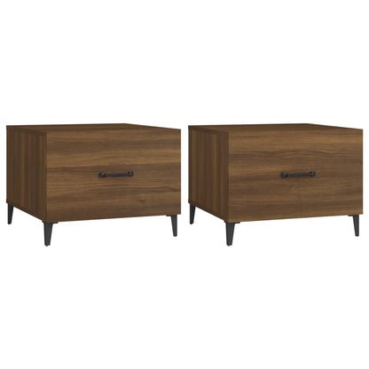Couchtische Metallbeine 2 Stk. Braun Eichen-Optik 50x50x40 cm - Pazzar.ch