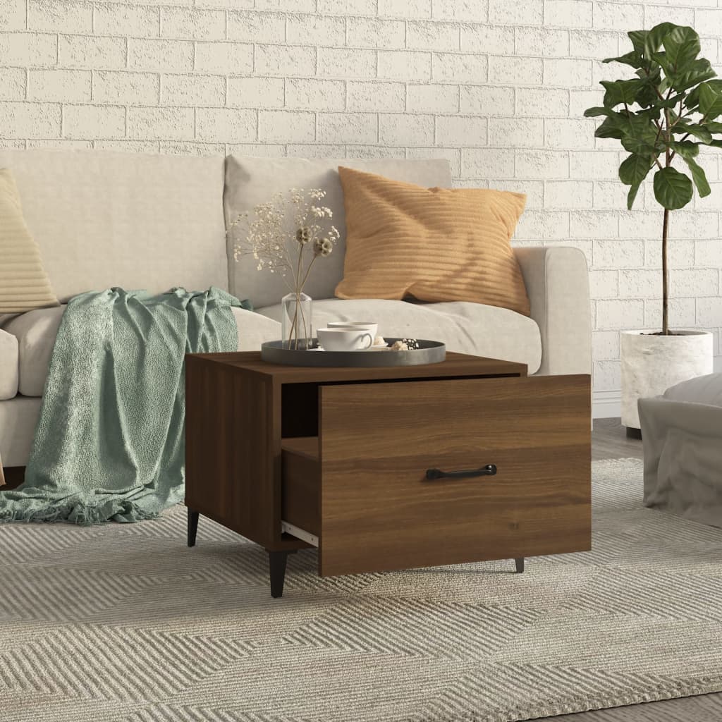 Couchtische Metallbeine 2 Stk. Braun Eichen-Optik 50x50x40 cm - Pazzar.ch