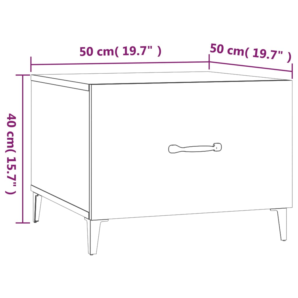 Couchtische Metallbeine 2 Stk. Braun Eichen-Optik 50x50x40 cm - Pazzar.ch